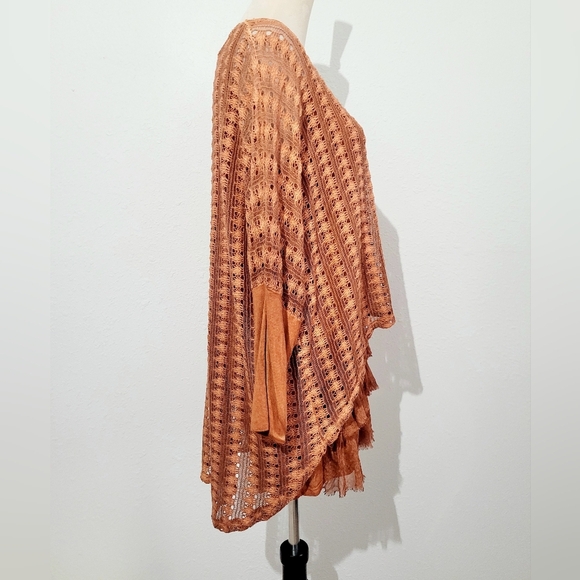 M Made in Italy Crochet Knit Silk Layered Tunic Top Boho Shabby Chic SZ Medium - Picture 3 of 11